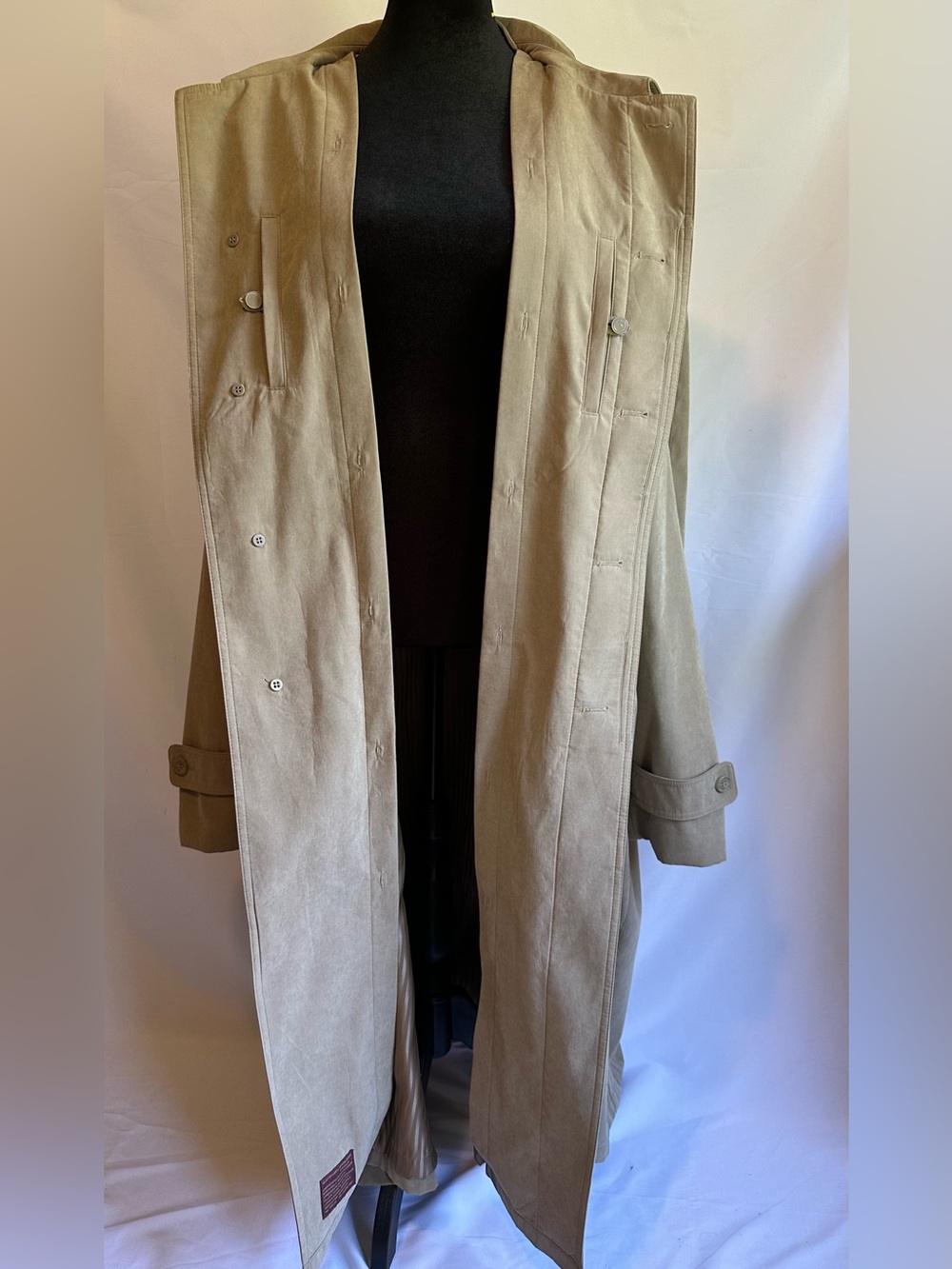 Gianni Cellini 52L Linen Blend Long Trench Coat Tan Oversized Duster